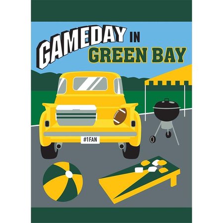 MAGNOLIA GARDEN FLAGS 13 x 18 in Game Day in Green Bay Garden Flag Green  Gold 1465